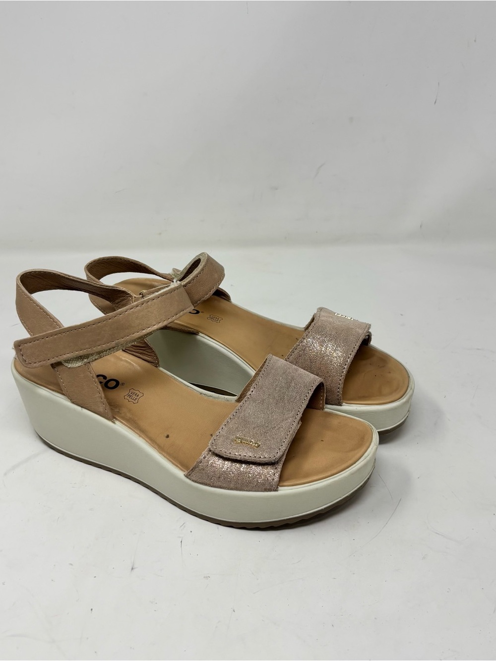 IGI & CO Women’s Beige Metallic DONNA Platform Sandals Italy Size 38 EU 7.5 US